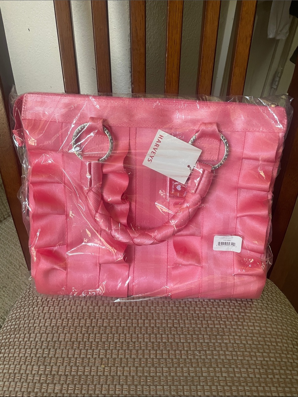 Harveys Cotton Candy Pink Ruffle Lola Satchel Tote - Picture 2 of 4
